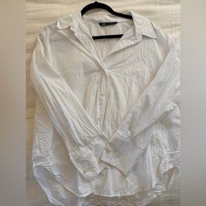 Zara White Casual Button Down Shirt